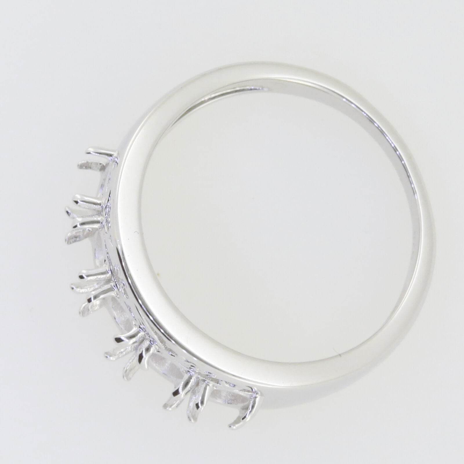 Sterling Silver Semi Mount Ring Setting Oval OV 6x4mm Multi Stone Band - Syzjewelry