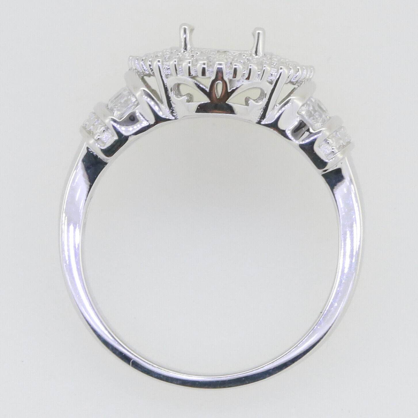 Sterling Silver Semi Mount Ring Setting Oval OV 9X7mm White Topaz PJC17761R - Syzjewelry