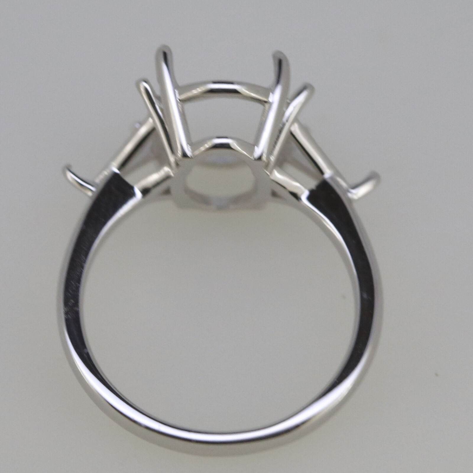 Sterling Silver Semi Mount Ring Setting OV 14x10mm Tri 6x6mm Three Stone - Syzjewelry