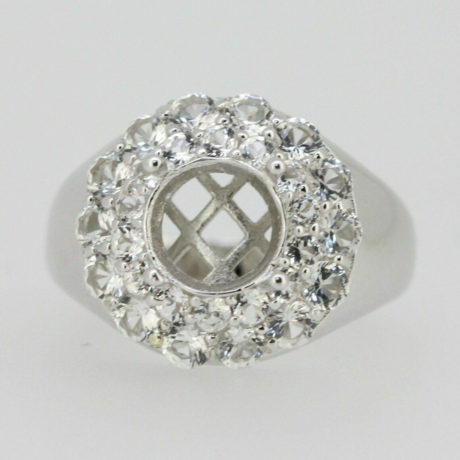 Sterling Silver Semi Mount Ring Setting Round RD 8x8mm Double Halo Moissanite or Diamond Halo Ring - Syzjewelry