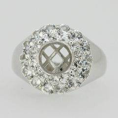 Sterling Silver Semi Mount Ring Setting Round RD 8x8mm Double Halo Moissanite or Diamond Halo Ring - Syzjewelry