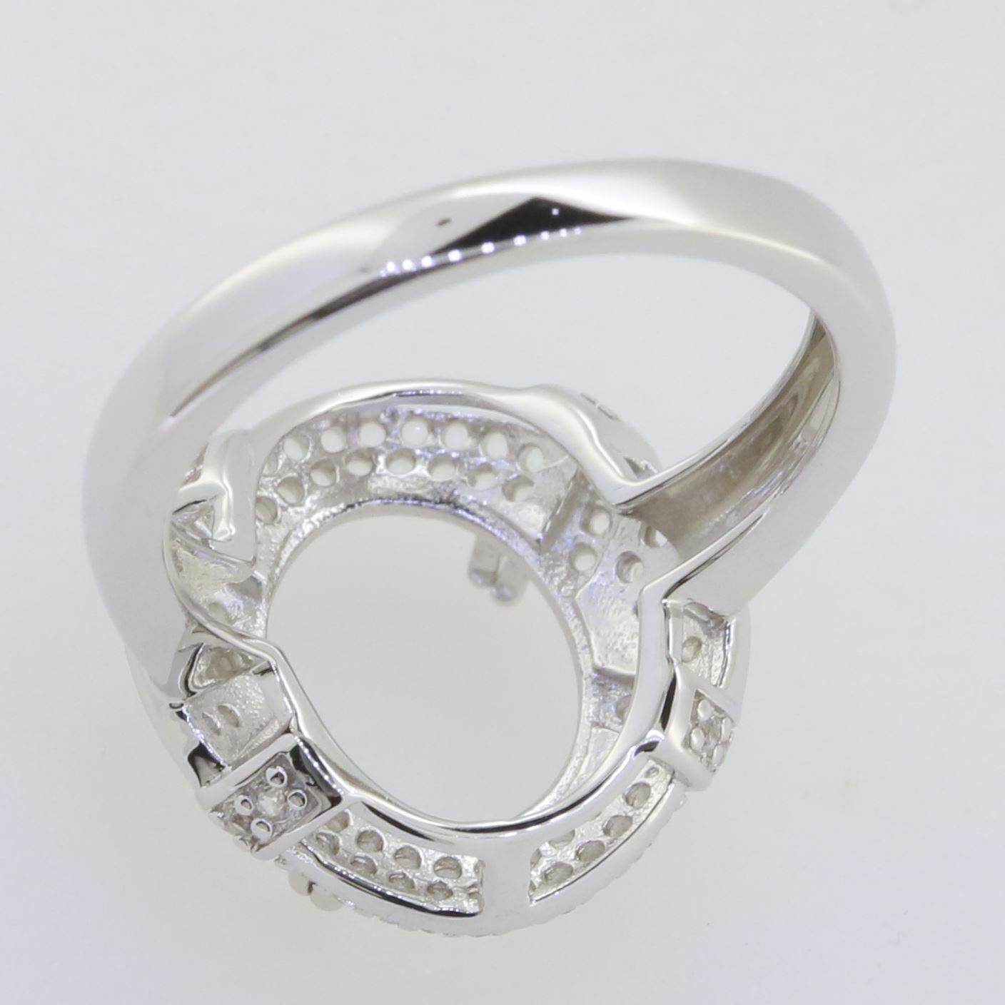 14K White Gold Semi Mount Ring Setting Oval OV 12X10mm W/ Moissanite - Syzjewelry