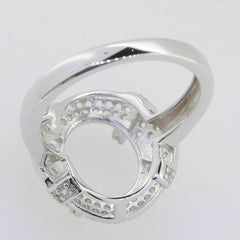 14K White Gold Semi Mount Ring Setting Oval OV 12X10mm W/ Moissanite - Syzjewelry