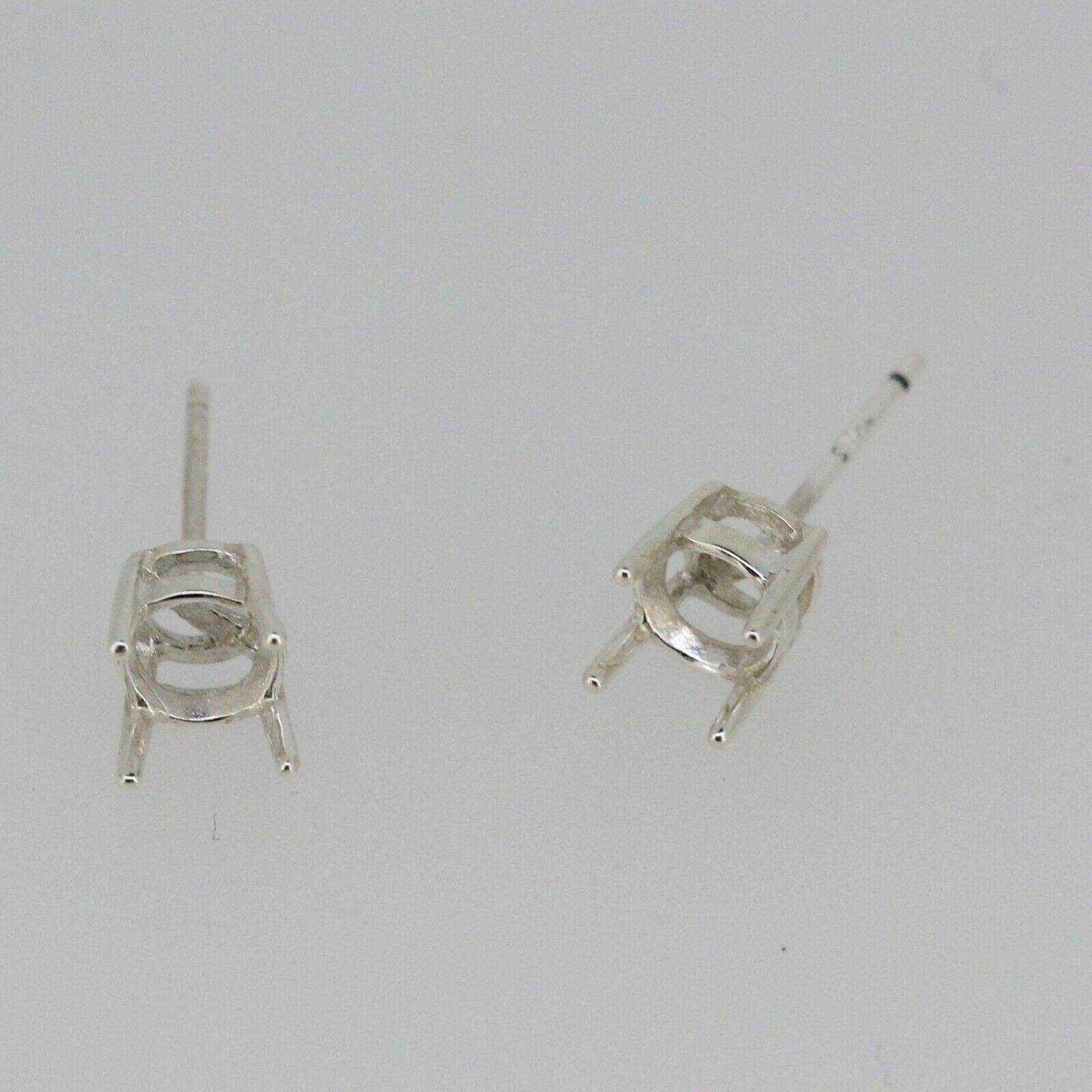 Sterling Silver Semi Mount Earrings Setting RD 5x5mm Stud 4 Prongs Stud - Syzjewelry