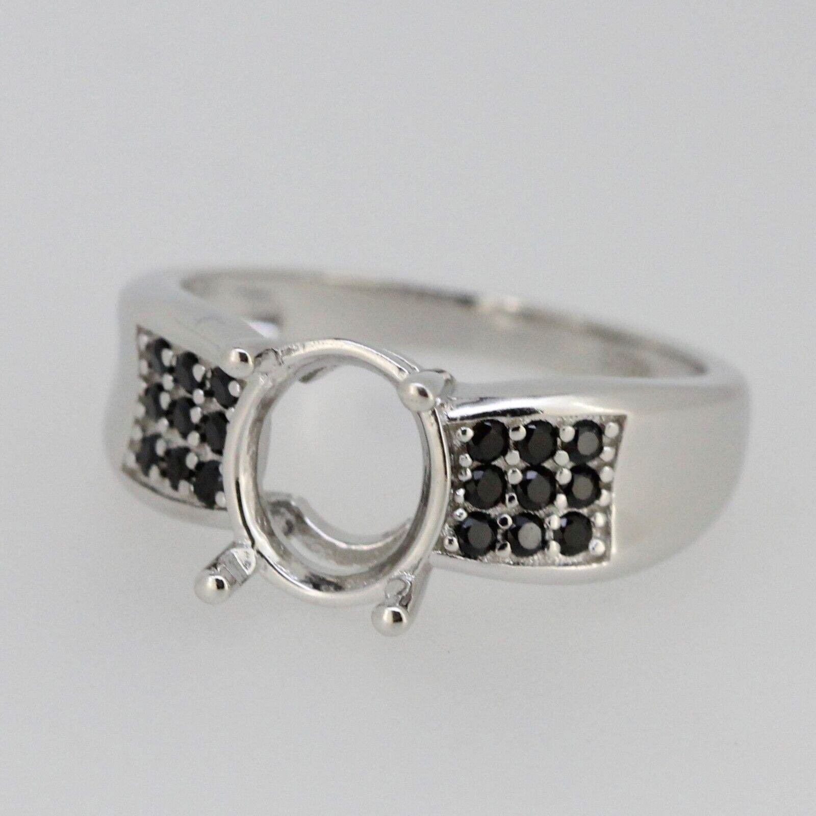 Sterling Silver Semi Mount Ring Setting Oval OV 10x8mm Black Spinel - Syzjewelry