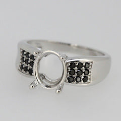 Sterling Silver Semi Mount Ring Setting Oval OV 10x8mm Black Spinel - Syzjewelry
