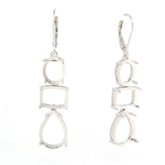 Sterling Silver Semi Mount Earrings Setting PE 14x10 OV 10x8 Cu10x8mm Cab20451 - Syzjewelry