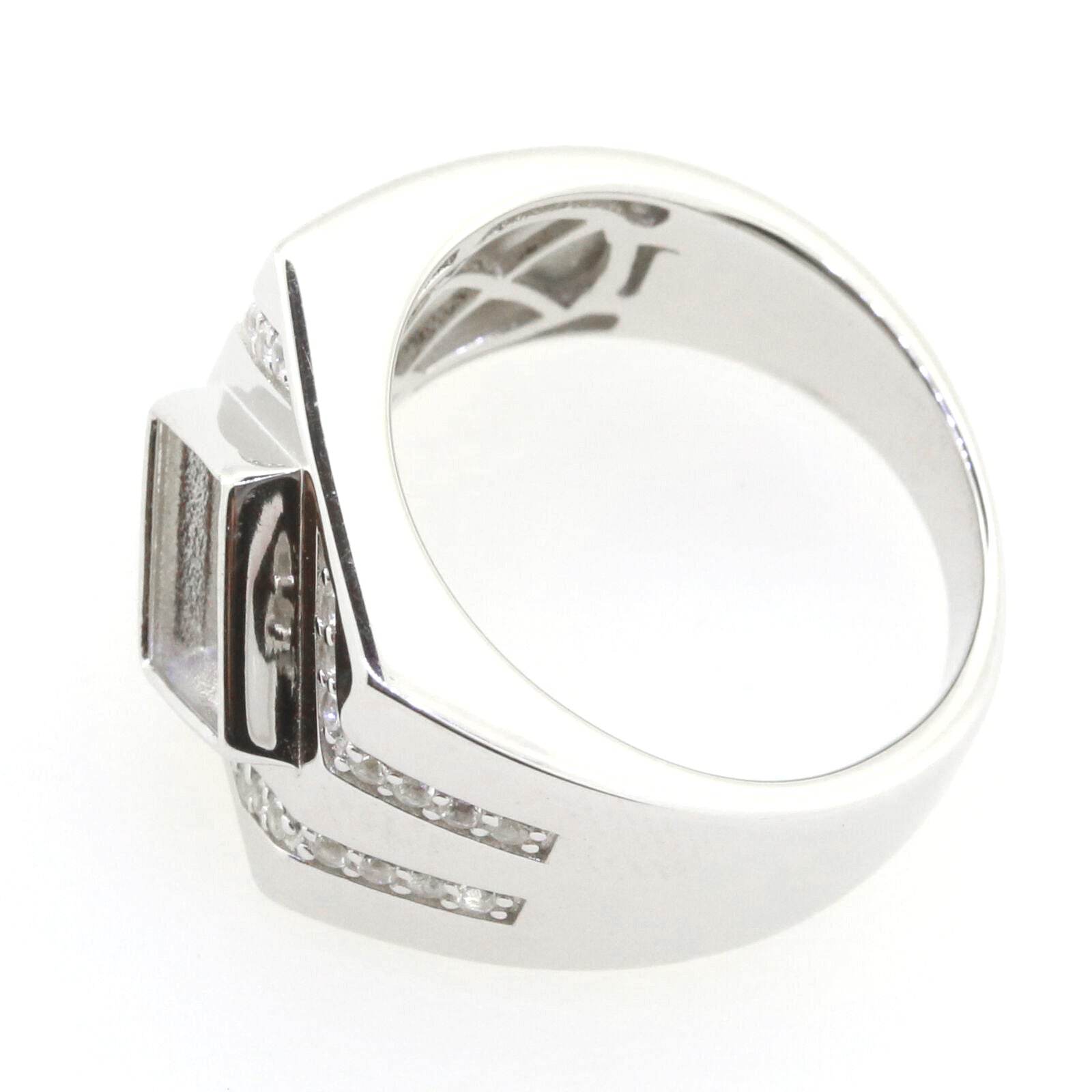 Sterling Silver Semi Mount Ring Setting Princess SQ 7x7mm Men's Ring Mounting Bezel Set - Syzjewelry