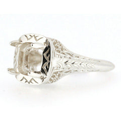 Art Deco Style Sterling Silver Semi Mount Ring Setting Cushion CU 7x7mm - Syzjewelry