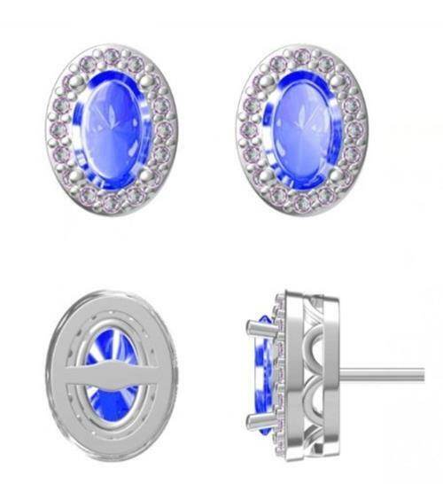 Sterling Silver Semi Mount Earrings Setting OV 6x4mm White Topaz Solid - Syzjewelry