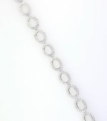 Sterling Silver Semi Mount Bracelet Setting Oval OV 7X5mm Halo Tennis - Syzjewelry