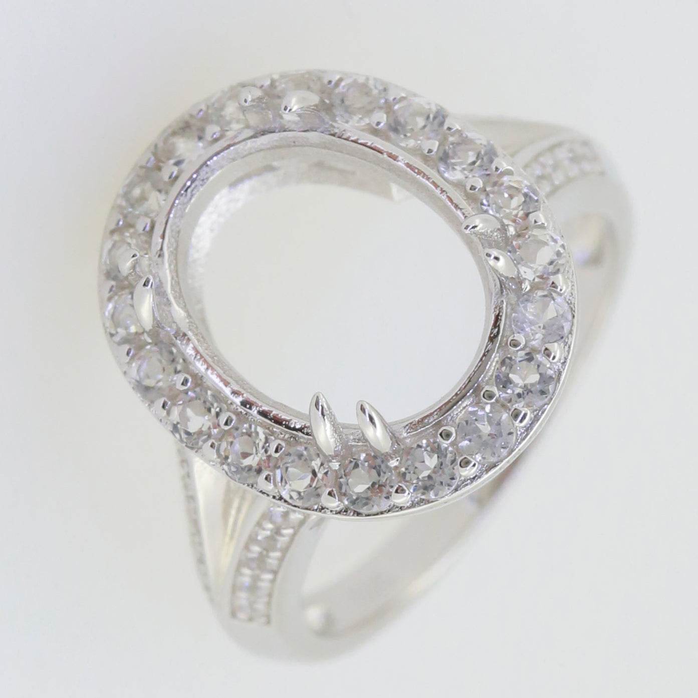 Sterling Silver Semi Mount Ring Setting Oval OV 13x10mm White Topaz - Syzjewelry