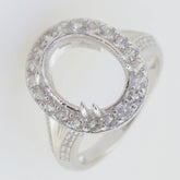 Sterling Silver Semi Mount Ring Setting Oval OV 13x10mm White Topaz - Syzjewelry