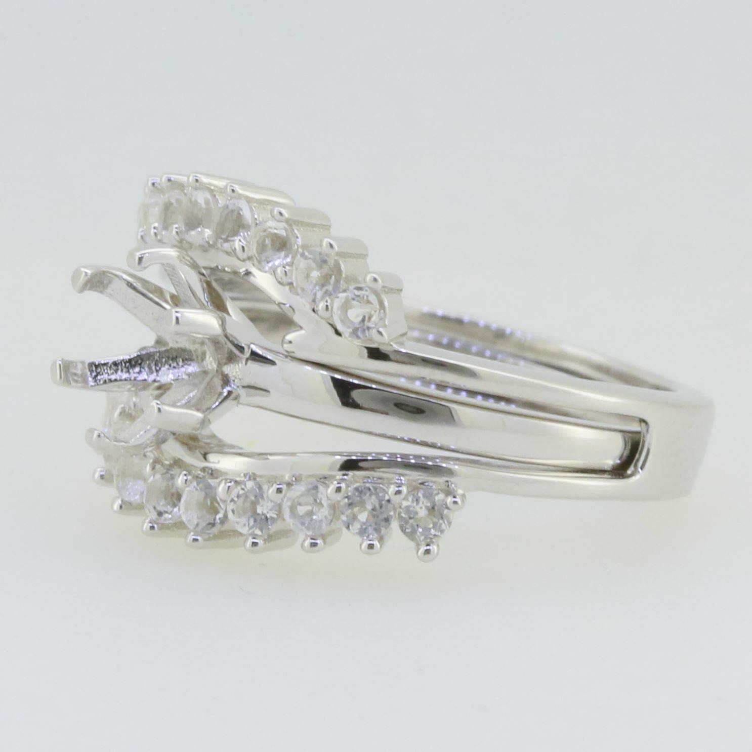 2 piece Set Sterling Silver Semi Mount Ring Setting Round RD 7x7mm Wh PJC50 - Syzjewelry