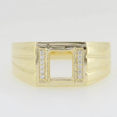 10K Yellow Gold Semi Mount Ring Setting Emerald OCT 9x7 8x6mm Men's Ring - Syzjewelry