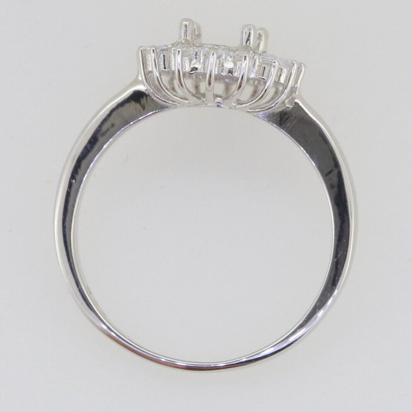 Sterling Silver Semi Mount Ring Setting Oval OV 8x6mm Double Halo White Topaz L5 - Syzjewelry