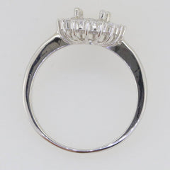 Sterling Silver Semi Mount Ring Setting Oval OV 8x6mm Double Halo White Topaz L5 - Syzjewelry