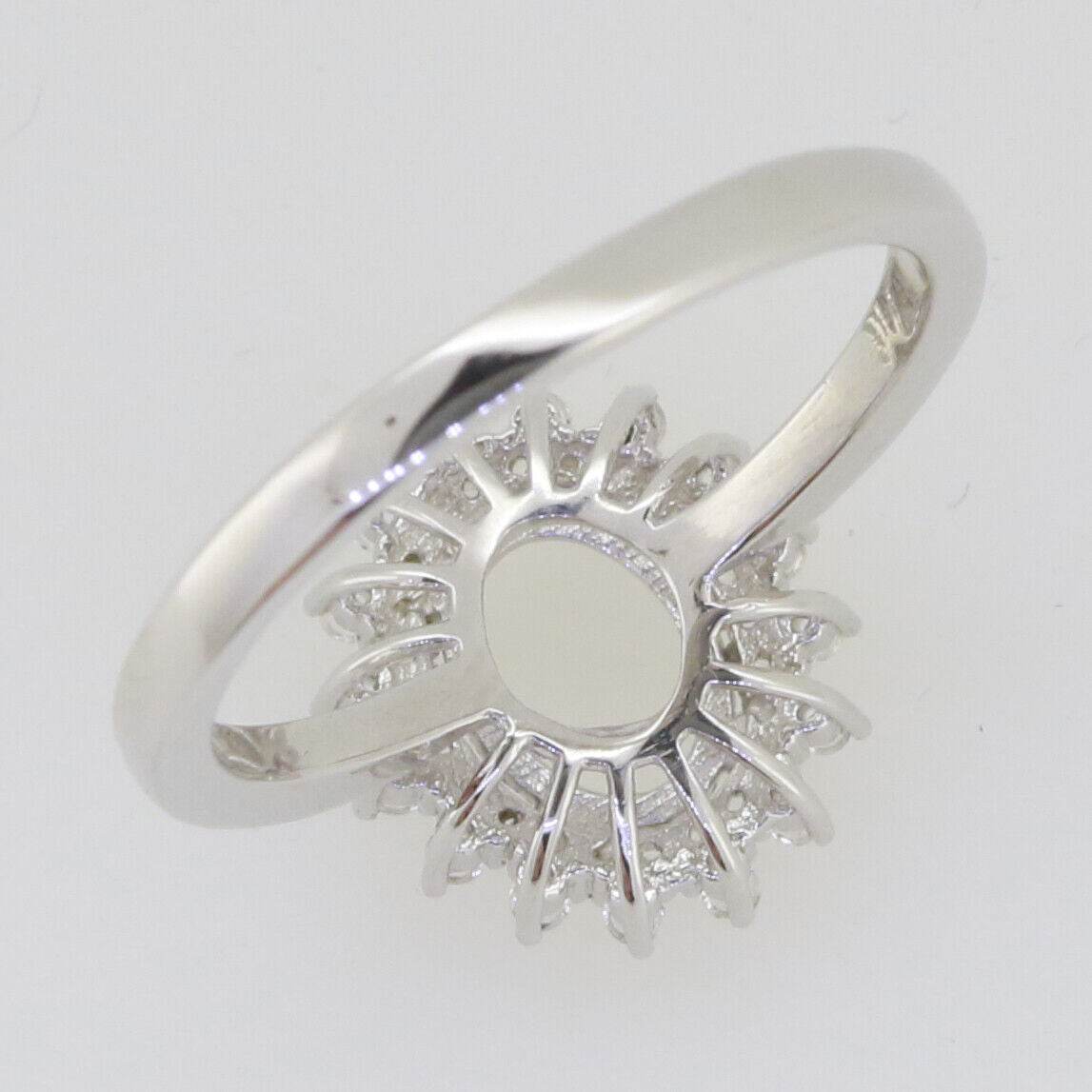 Sterling Silver Semi Mount Ring Setting Oval OV 8x6mm Double Halo White Topaz L5 - Syzjewelry