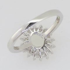 Sterling Silver Semi Mount Ring Setting Oval OV 8x6mm Double Halo White Topaz L5 - Syzjewelry