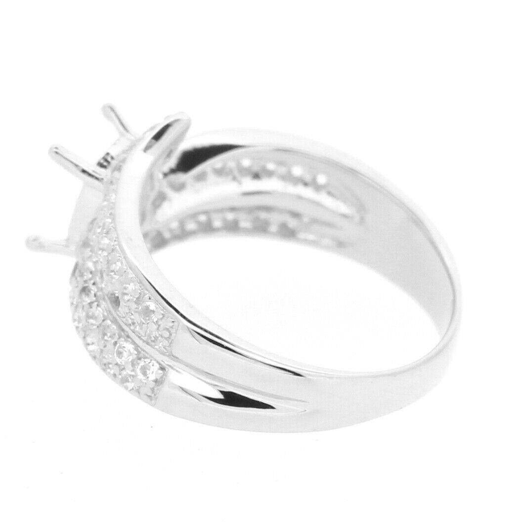 Sterling Silver Semi Mount Ring Setting Oval OV 8x6mm White Topaz - Syzjewelry