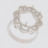 Sterling Silver Semi Mount Ring Setting Oval OV 17X13mm Swirl Halo - Syzjewelry