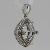 Sterling Silver Semi Mount Pendant Setting Cushion Cu 8x8mm Double Halo Topaz So - Syzjewelry