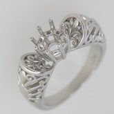 Vintage Style Sterling Silver Semi Mount Ring Setting RD 6x6mm White Topaz - Syzjewelry