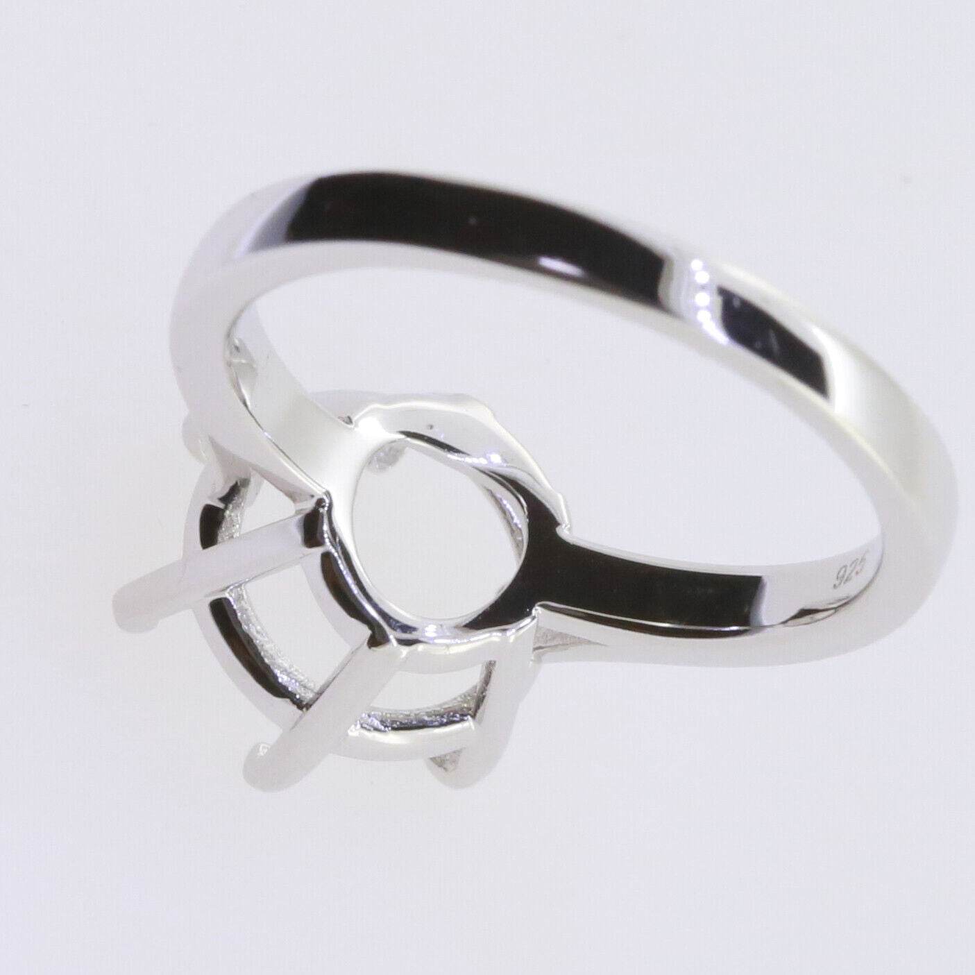 Sterling Silver Semi Mount Ring Setting Round RD 11x11mm Solitaire - Syzjewelry