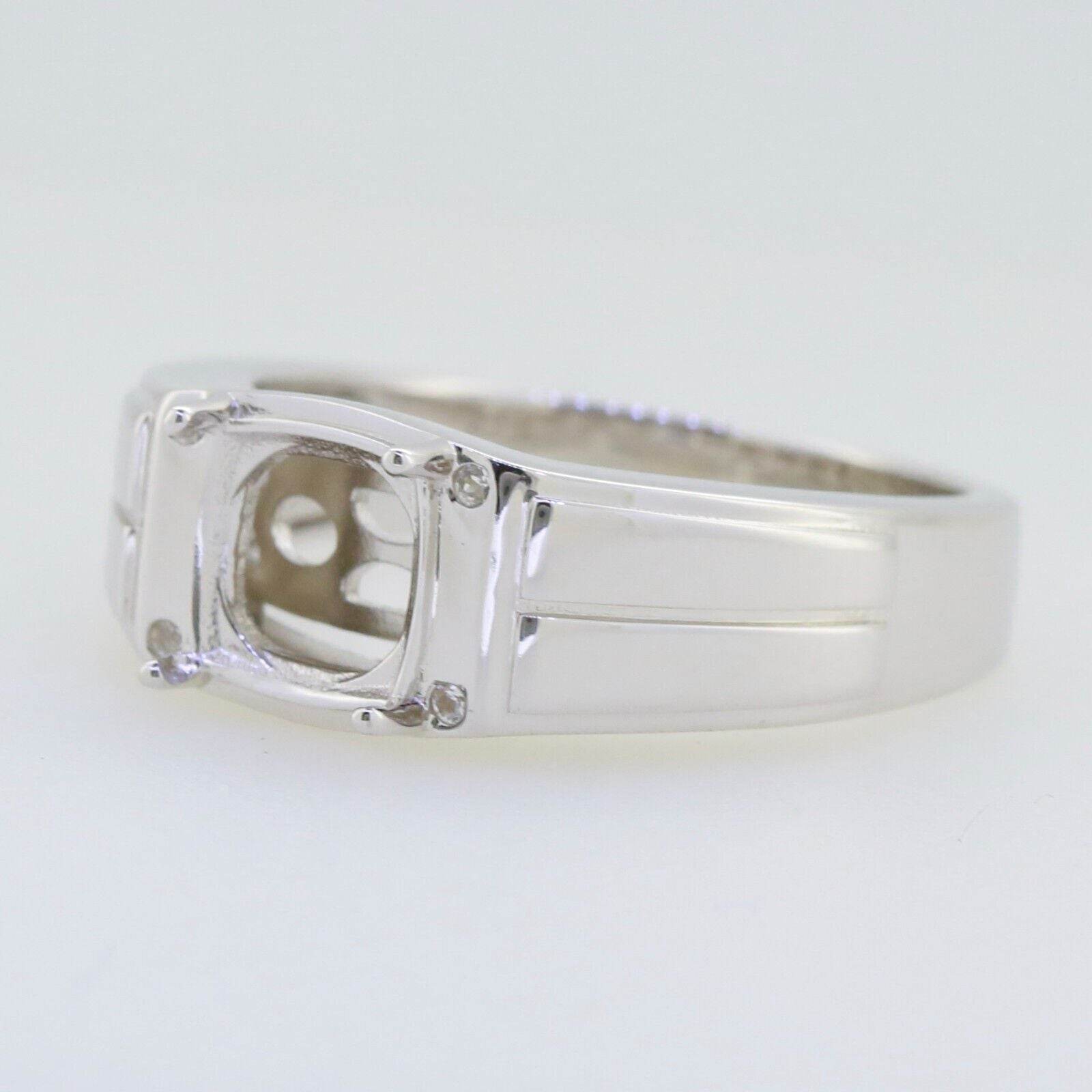 Men’s Sterling Silver Semi Mount Ring Setting Cushion CU 8X8mm - Syzjewelry