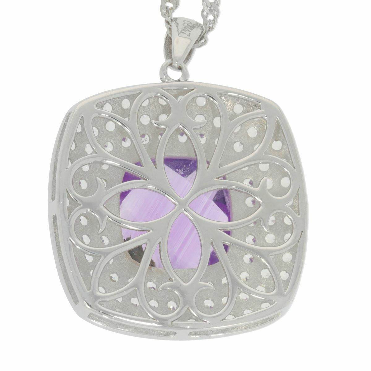 Sterling Silver Semi Mount Pendant Setting 12x12mm Cushion Triple Halo with White Topaz - Syzjewelry