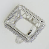 Sterling Silver Semi Mount Ring Setting Emerald OCT 20X15mm White Topa - Syzjewelry