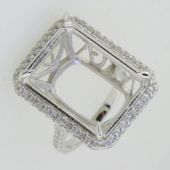 Sterling Silver Semi Mount Ring Setting Emerald OCT 20X15mm White Topa - Syzjewelry