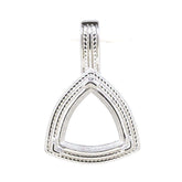 14K White Gold Semi Mount Pendant Setting Trillion Tri 11x11mm Vintage Repro - Syzjewelry