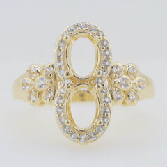 14K Yellow Gold Semi Mount Ring Setting Oval OV 7x5mm Twin Stone Moi et Toi Ring - Syzjewelry