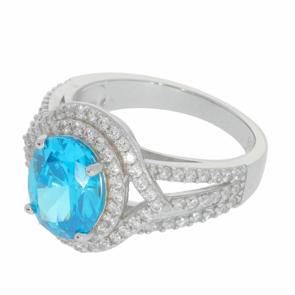 Sterling Silver Semi Mount Ring Setting OV 10X8mm White Topaz N0049PJC0628R - Syzjewelry