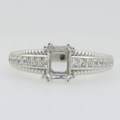 Sterling Silver Semi Mount Ring Setting Cushion Cu 7x5mm Milgrain Topaz - Syzjewelry