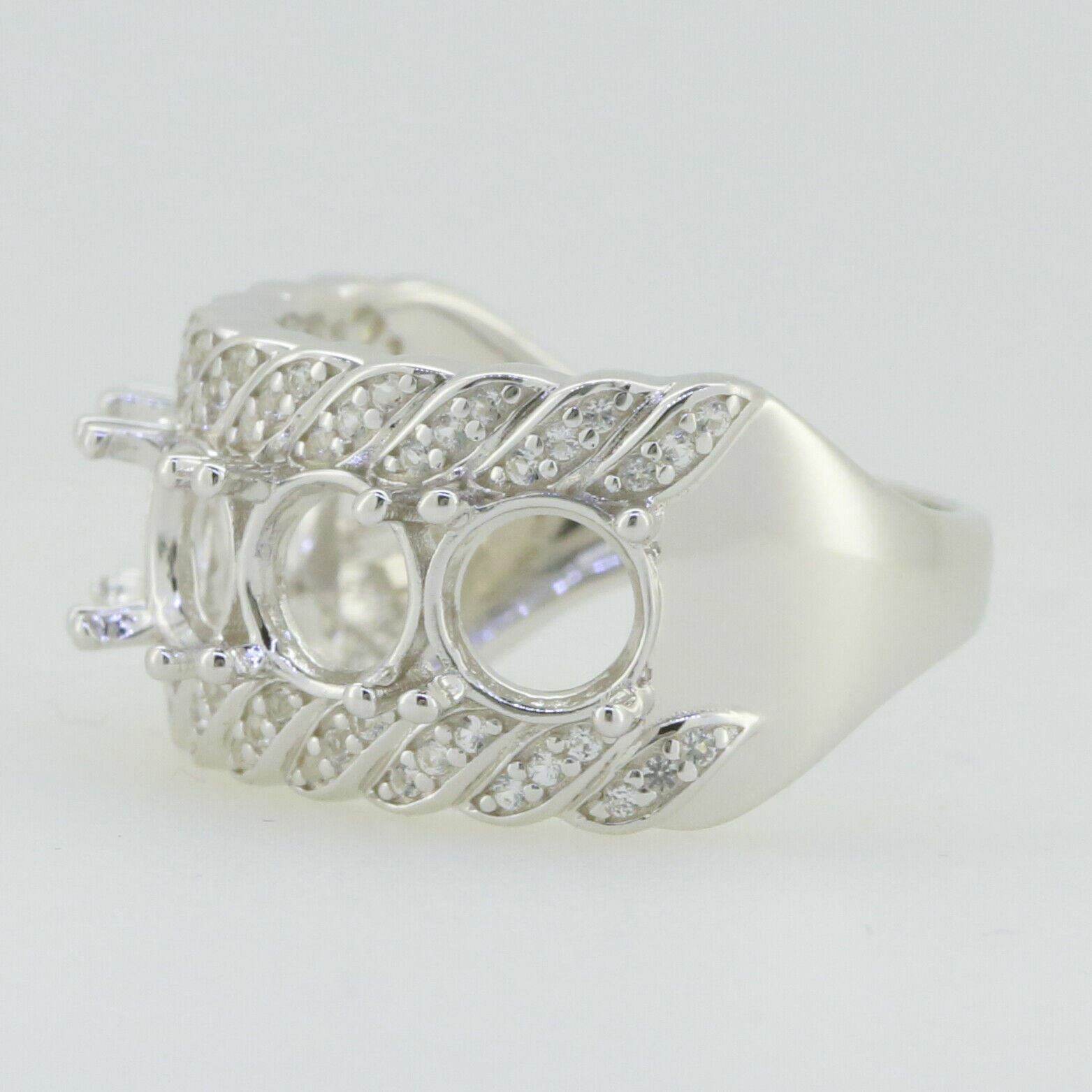 Sterling Silver Semi Mount Ring Setting Round RD 6x6mm 5 Stone Band Design - Syzjewelry