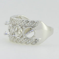 Sterling Silver Semi Mount Ring Setting Round RD 6x6mm 5 Stone Band Design - Syzjewelry