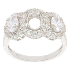 Sterling Silver Semi Mount Ring Setting Oval OV 7X5mm 6x4mm Three PJC0006R - Syzjewelry