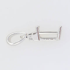 Sterling Silver Semi Mount Pendant Setting Emerald OCT 8X6mm White Topaz - Syzjewelry