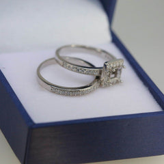 Contemporary Sterling Silver Semi Mount Ring Setting SQ 4x4mm White Topaz - Syzjewelry