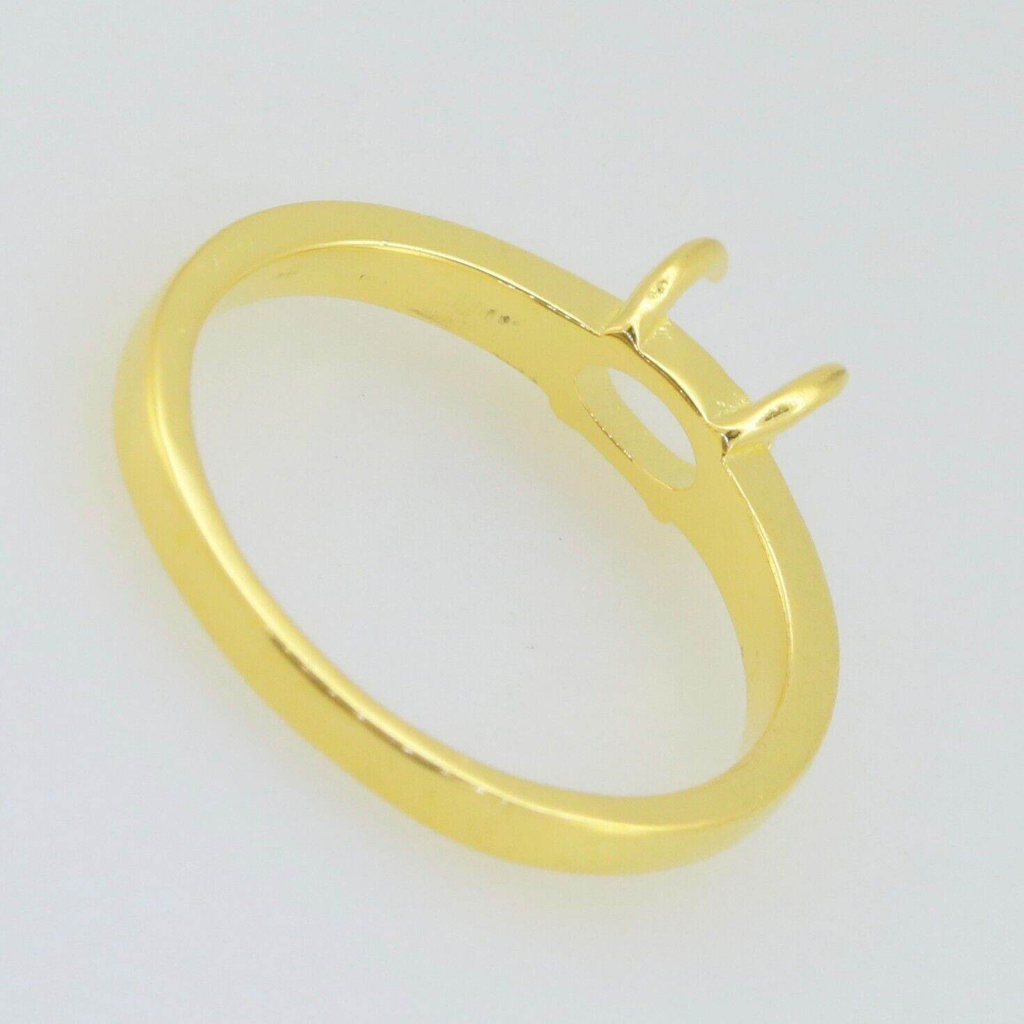 Sterling Silver Semi Mount Ring Setting Cab Oval OV 5x3mm Yellow Gold Plated - Syzjewelry