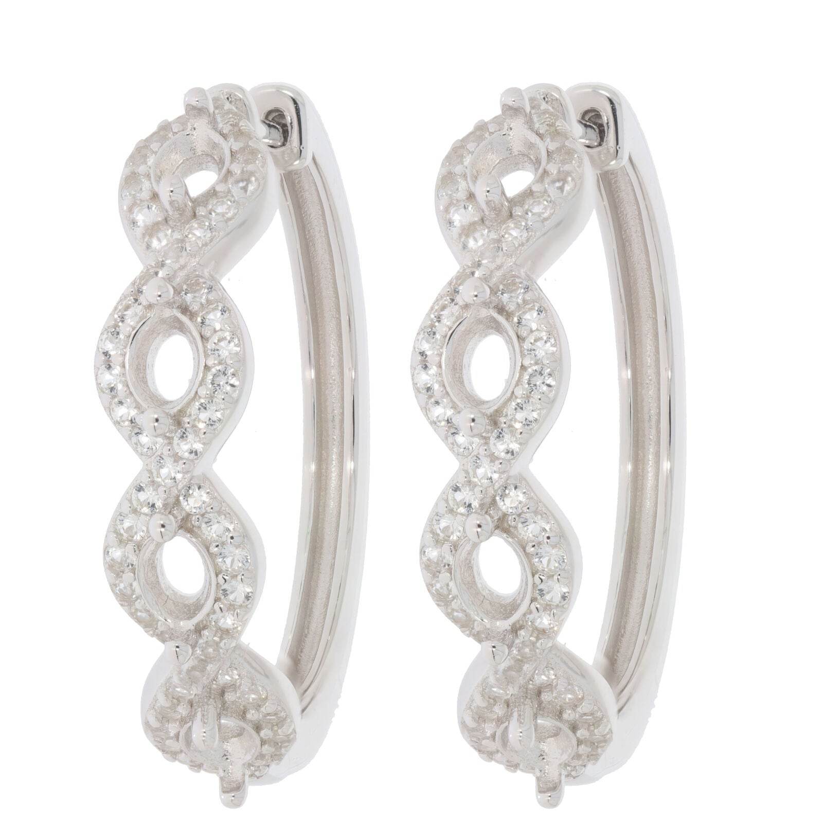 Sterling Silver Semi Mount Earrings Setting Oval OV 4X3mm Hoops - Syzjewelry