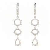 Sterling Silver Semi Mount Earrings Setting RD 9x9mm PE 10x7mm OV 9x7mm dk211 - Syzjewelry