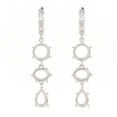 Sterling Silver Semi Mount Earrings Setting RD 9x9mm PE 10x7mm OV 9x7mm dk211 - Syzjewelry