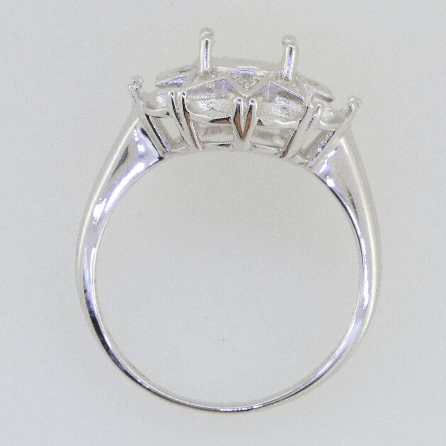Sterling Silver Semi Mount Ring Setting OV 9x7mm OV 4x3mm Cluster Ring N0361 - Syzjewelry