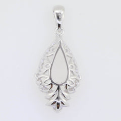 Sterling Silver Semi Mount Pendant Setting Pear PE 18X13mm Art Nouveau - Syzjewelry