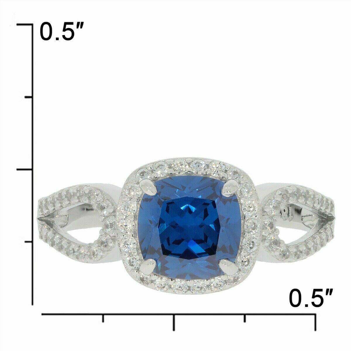 Sterling Silver Semi Mount Ring Setting Cushion Cu 7x7mm Halo Split Shank - Syzjewelry