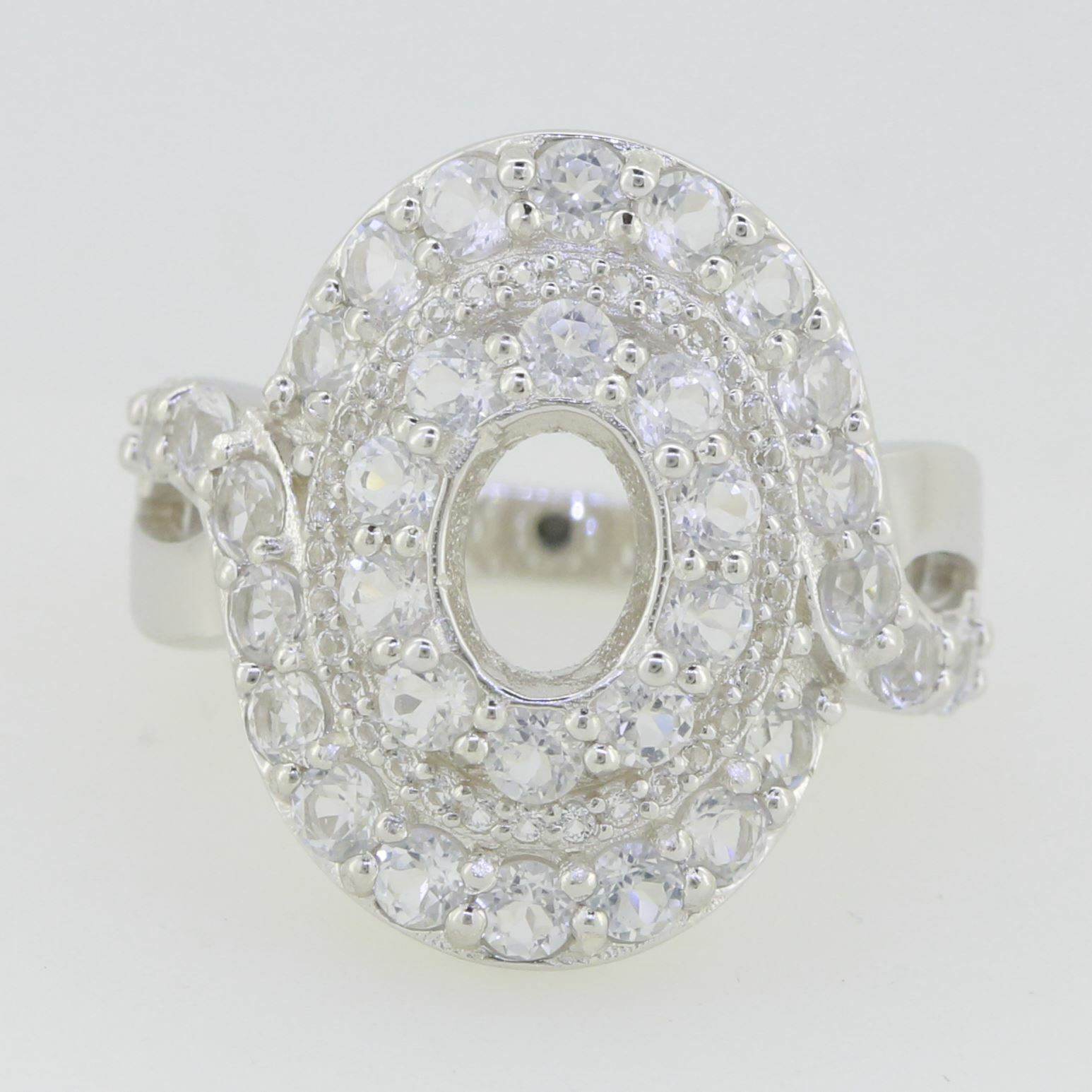 14K White Gold Semi Mount Ring Setting Oval OV 8X6mm PJC3353R14KW - Syzjewelry