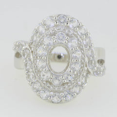 14K White Gold Semi Mount Ring Setting Oval OV 8X6mm PJC3353R14KW - Syzjewelry